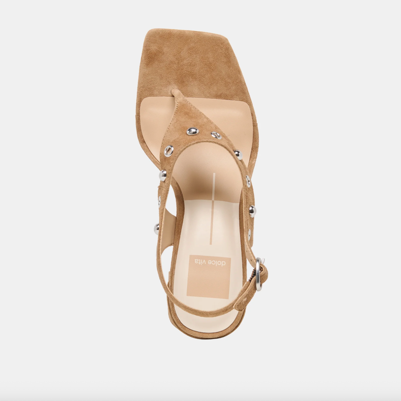 Yves Stud Heels - Light Brown Suede