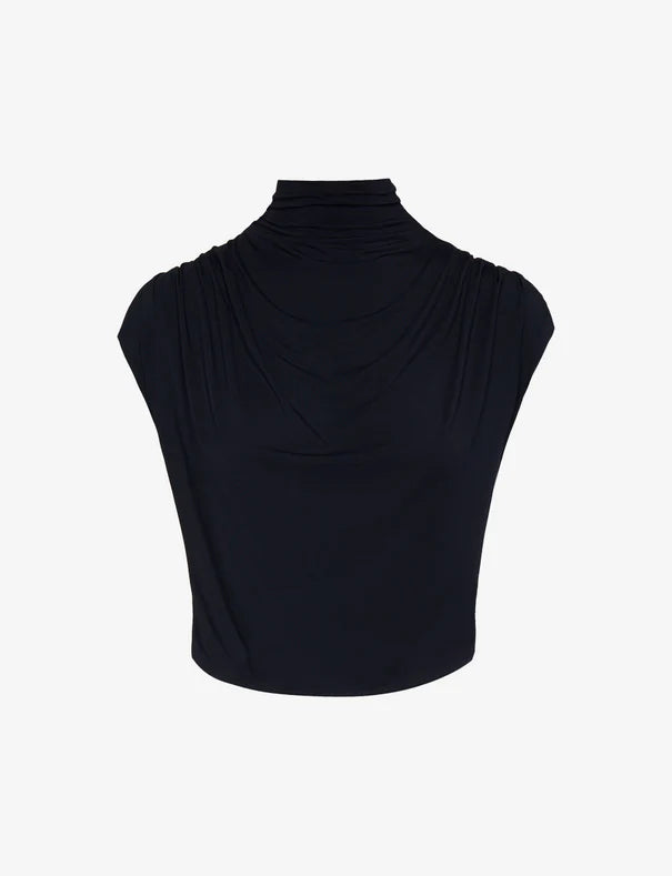 Butter Draped Mockneck Short Sleeve Crop Top