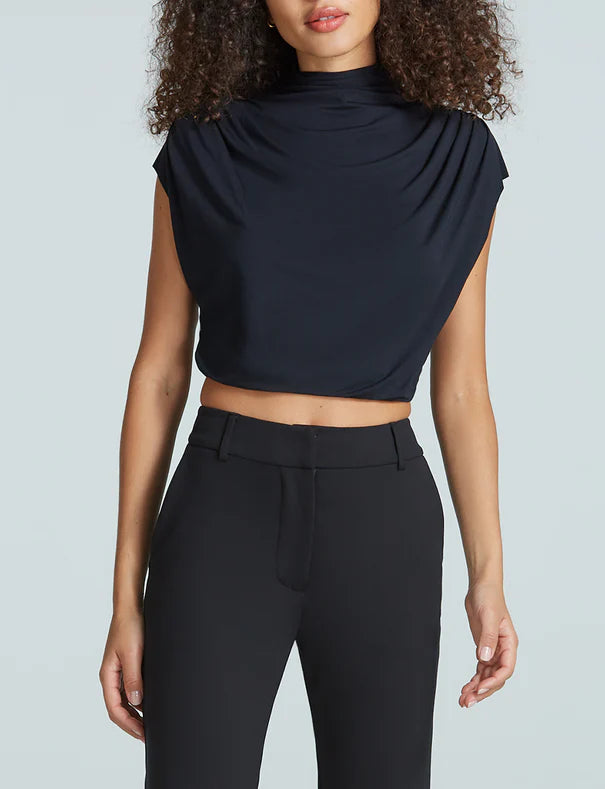 Butter Draped Mockneck Short Sleeve Crop Top