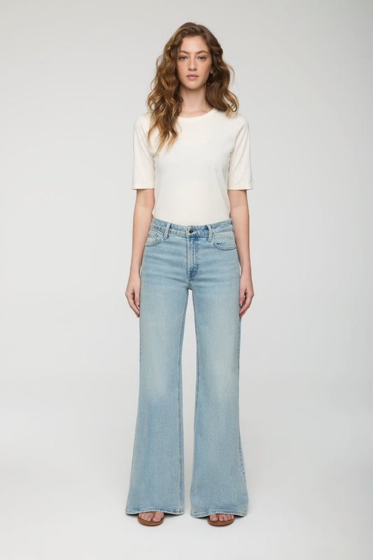 Vivian Mid Rise Wide Leg - Sea Haze