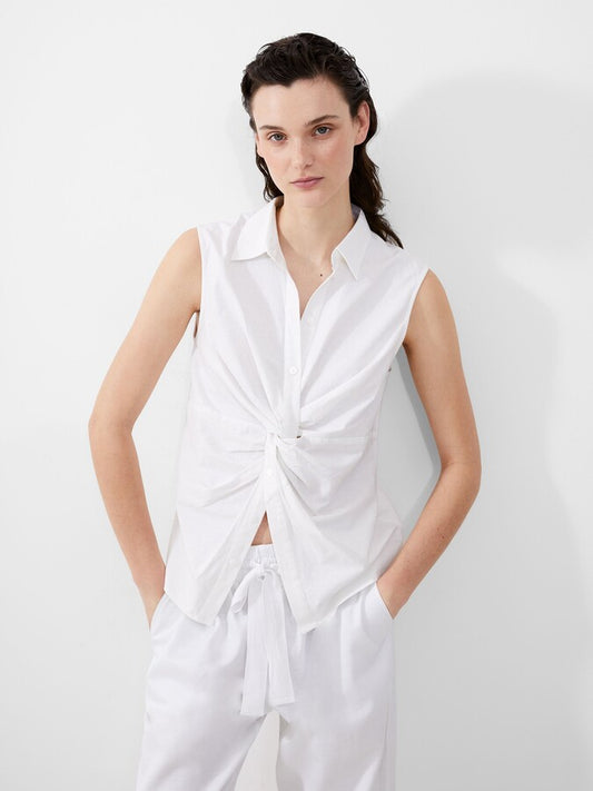 Oafie Linen Twist Front Shirt